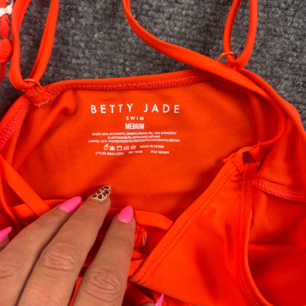 BETTY JADE Women’s NWT Orange Plunge v-Neck One Piece Swimsuit size: Medium - Picture 4 of 7